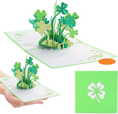 Dailygoods - 3D pop-up kaart met geluksklaver – handgemaakte verjaardagskaart met klavertjevier – creatieve wenskaart voor gelukswensen, verjaardag of speciale gelegenheden