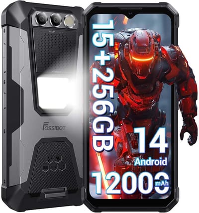 FOSSiBOT F106 Pro - Robuuste Smartphone - 15 GB RAM - 256 GB ROM - 6,58 inch - 12000 mAh - Robuuste Telefoon - Android 14 - GPS - Zwart
