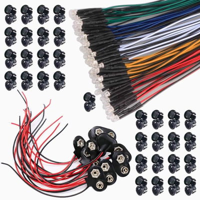 Dailygoody - Voorbedrade LED - 50 stuks LED diodes - 12 V licht met kabel - 5 kleuren - Elektronische componenten - Geschikt voor hobbyisten - 3