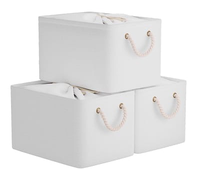 Unyqoos ® Opvouwbare Stoffen Opbergboxen met Trekkoord en Handgrepen voor Efficiënte Organisatie, 3 Stuks