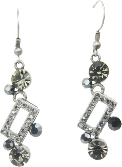 Behave - Oorhangers geometrisch met antraciet kristalsteentjes - stoere elegantie
