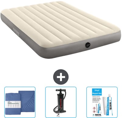 Intex Luchtbed - 2-Persoons - 152 x 203 x 25 cm - Beige - Inclusief Hoeslaken - Pomp en Reparatieset