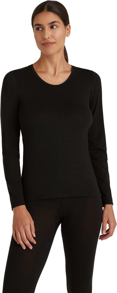 FALKE Daily ClimaWool Crew Neck sneldrogend wol lyocell top van onderlaag dames zwart - maat XS