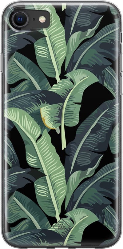 Casimoda® hoesje - Geschikt voor iPhone SE (2020) - Palmbladeren Bali - Siliconen/TPU telefoonhoesje - Backcover - Planten - Groen