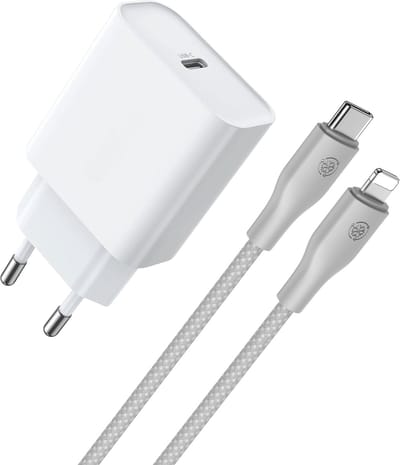 Snellader geschikt voor iPhone 14 13 12 11 X - Usb C Oplader + Lightning naar usb C kabel - 1 Meter - Nylon Gevlochten - 30w Fast Charger