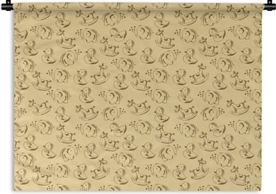 Wandkleed - Wanddoek - Speelgoed - Dieren - Hobbelpaard - Patroon - 120x90 cm - Wandtapijt