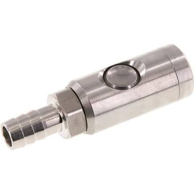 RVS 316L DN 7.4 Safety Luchtkoppeling Snelkoppeling met Drukknop 13 mm Slangpilaar