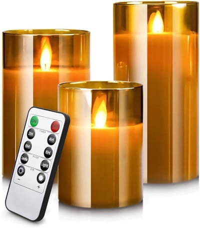 TIM® LED Kaarsen Oplaadbaar - Nep Kaarsen - Goud - ‎‎10cm x 13cm x 15cm