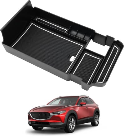Opbergdoos voor middenconsole van Mazda CX-30 (2019-2024) met antislip bodem en meerdere schappen voor extra opbergruimte