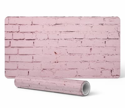 Beschermende bureauonderlegger met pastelkleurige bakstenen muurprint, 90x45 cm