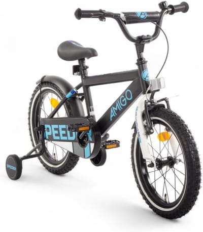 Kinderfiets - Jongensfiets Meisjesfiets - Leren Fietsen - Terugtraprem en V-brake - 16 inch - Zwart Blauw