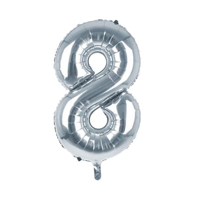 Cijfer Ballon '8'  Zilver (100CM)