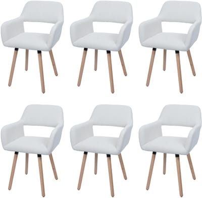 Set van 6 eetkamerstoelen MCW-A50 II, stoel keukenstoel gestoffeerde stoel, hout stof/textiel corduroy (400 g/m²) MVG ~ crème-wit