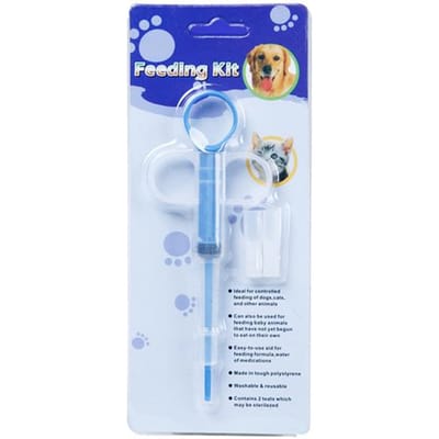 Seringue à Médicament pour Animaux Pistolet à Pilules Comprimés Pousseur Distributeur Seringue à Eau Lait pour Médicaments Outils Alimentateurs à Tube pour Chien Chat Accessoires pour Chien Décor bleu