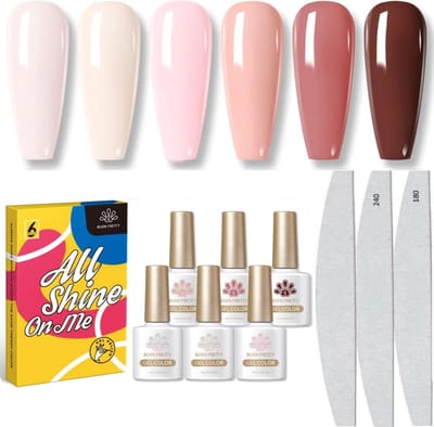 Born Pretty - 6 x 10 ml - Gellak set - Gellak nagellak - Gellak set kleuren - Gellak Roze - Gellak kleuren set - Gellak pink - Gellak Roze - Gellak - Gellak Nude kleuren - Gellak naturel - Gellak Nude Pink - Gellak Nude Set
