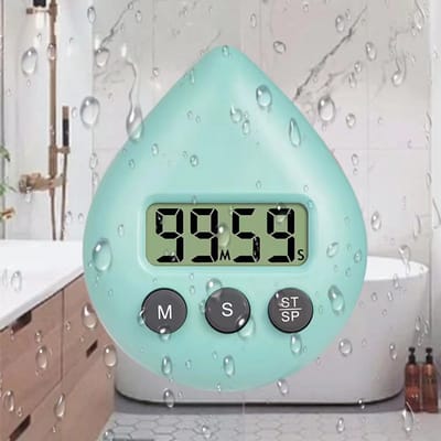 Waterdichte druppeltimer, timer tegen douchedruppels, zuignap zonder boren voor in de badkamer, 2 stuks, lichtblauw