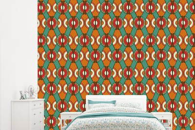 Behang - Fotobehang Design - Retro - Oranje - Abstract - Breedte 315 cm x hoogte 260 cm