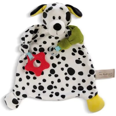 Knuffeldoekje met bijtring voor doorkomende tanden en fopspeen Nici Dalmatian