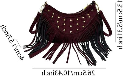 Schoudertas Dames - Vintage tas - Dagelijks gebruik - Franjes detail - 26.5 cm - Koffie