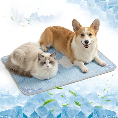 Zelfkoelende koelmat voor honden en katten, antislip en draagbaar, ideaal voor thuis en onderweg, 50 x 40 cm, blauw berenmotief