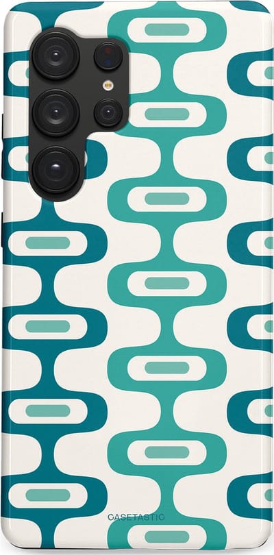 Casetastic hoesje geschikt voor Samsung Galaxy S25 Ultra - Dubbellaagse bescherming - Vormen vibe - Fashion Case - Wit Petrol Lichtgrijs Mintgroen
