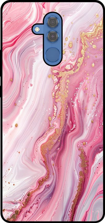 Smartphonica Telefoonhoesje Geschikt voor Huawei Mate 20 Lite met marmer opdruk - TPU backcover case marble design - Roze geschikt voor Huawei Mate 20 Lite