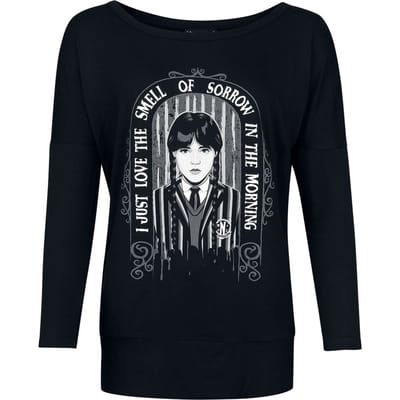 Wednesday Shirt met lange mouwen - I Just Love the Smell of Sorrow in the Morning - S tot XXL - voor Vrouwen - zwart