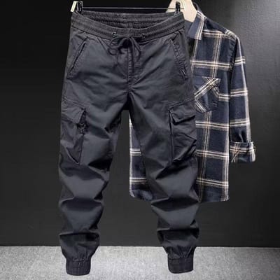 Design Gevoel van Niche Werkbroek Jeugd Populair Voetband Effen Kleur Casual Broek Losse Zomer Nieuw Heren 5XL grijs