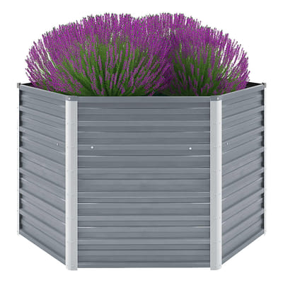 vidaXL - Plantenbak - verhoogd - 129x129x77 - cm - gegalvaniseerd - staal - grijs