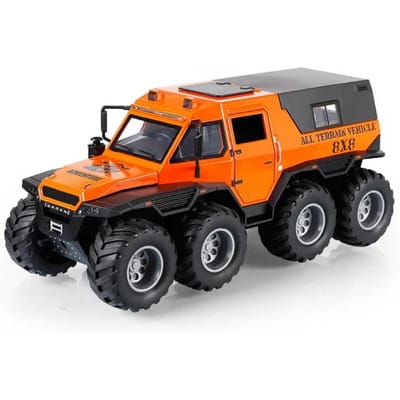 1:24 Legering Russische Avtoros Shaman 8X8 Atv Speelgoedauto Model Rubberen Banden Met Muziek Licht Off-Road Pull Back Voertuig Kinderen Kerstcadeaus