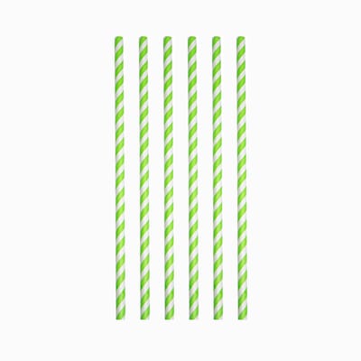 40 Papieren Rietjes Gestreept Lichtgroen - 6mm x 197mm - Set van 2 Pakjes (40 stuks) - Lente feest, tuinfeest & verjaardag