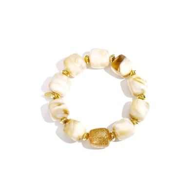 Big Beaded Colourfull Armband | Acryl & RVS | Beige | Kralenarmband | Beste Cadeau Voor Haar