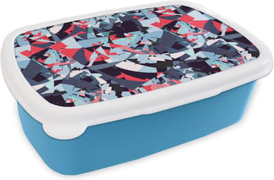 Broodtrommel Blauw - Lunchbox - Brooddoos - Patroon - Abstract - Versiering - 18x12x6 cm - Kinderen - Jongen