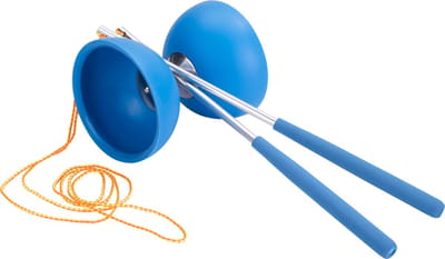 Diabolo Rubber Blauw – Circusspeelgoed voor Kinderen & Volwassenen – Inclusief Metalen Stokjes met EVA Handvat – Coördinatie & Behendigheid – ø 10,5 cm – Engelhart