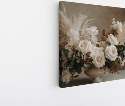 Saammp Canvas Schilderij - boeket - Witte Bloemen - Abstract - 20x20 - Foto op canvas - Wanddecoratie - Muurdecoratie Woonkamer - Kantoor Decoratie