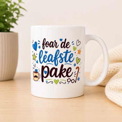 Foar De Leafste Pake Mok – Friese Mok met Tekst – Cadeau voor Pake – Keramische Koffiemok 325ml – Vaatwasserbestendig
