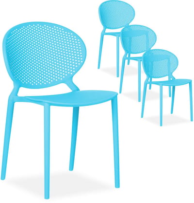 Homestyle4u Tuinstoelen - Set van 4 - Balkonstoel - Stapelstoelen - Blauw