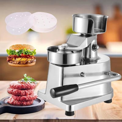 Burger Pers - Patty Maker - Burgers Maken - Roestvrij Staal - 4 inch - Zilver