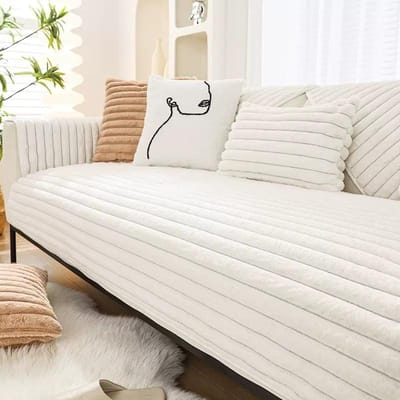 Konijn Pluche Bankkussen Antislip Hoogwaardige Bankhoes Warme Hoesdoek Bankkussen Winter Verdikt Gestreept Bankkussen 70x70cm 1pcs