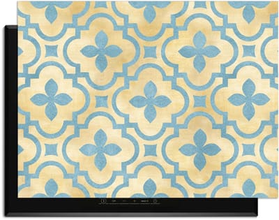 KitchenArt - Soft Azure Blossom - Inductie Beschermer - 80x52 cm - Kookplaat Beschermer - Luxe Afdekplaat Inductieplaat - Anti-slip & Oprolbaar - Beschermmat Inductiekookplaat
