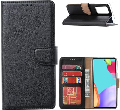 Hoesje Geschikt Voor Samsung Galaxy A52 hoesje zwart - Hoesje Geschikt Voor Samsung Galaxy A52 5G bookcase met Pasjeshouder