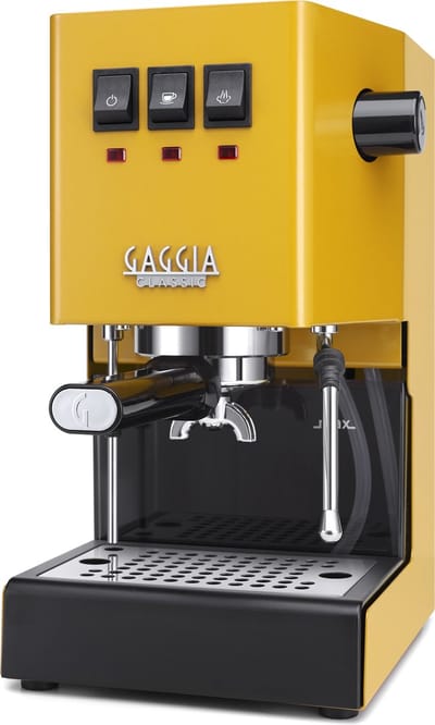 Gaggia New Classic E24 Espressomachine - 58 mm Professionele Filterdrager - Messing Boiler - Professionele Stoompijp - Sunshine Yellow