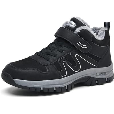 Super Warme Winter Dames Laarzen Platvorm Pu Leer Laarzen Heren Buitenschoenen Waterdichte Dames Sneeuwlaarzen Enkel Hombres Botas 35 black