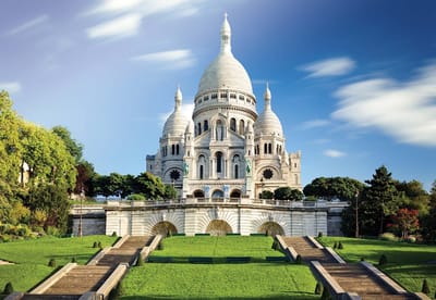 Fotobehang City Basilica Sacred Heart Paris | XL - 208cm x 146cm | 130g/m2 Vlies