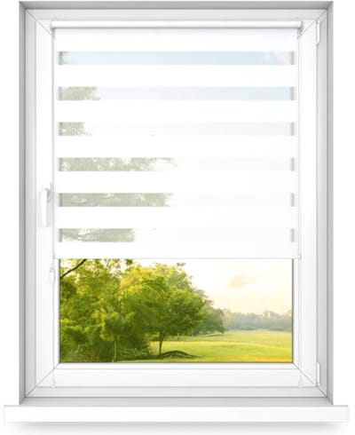 time4blinds dag en nacht dubbel rolgordijn mini - raamrolgordijn dag en nacht - rolgordijn zonder boren - zonwering - rolgordijnen voor slaapkamers - 1000x2500 - Klassiek Wit - Links