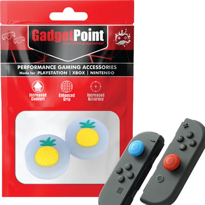 Gadgetpoint - Thumb Grips voor Nintendo Switch Joy-Con Controllers - Gaming Thumbgrips - Performance Anti-Slip Thumbsticks - Bescherming Accessoires - Fruit - Ananas grijs