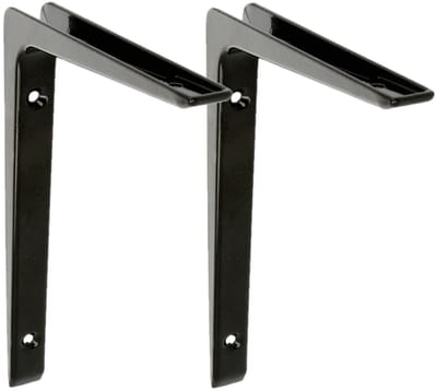AMIG Plankdrager - 2x - planksteun - aluminium - gelakt zwart - H200 x B150 mm - boekenplank steunen