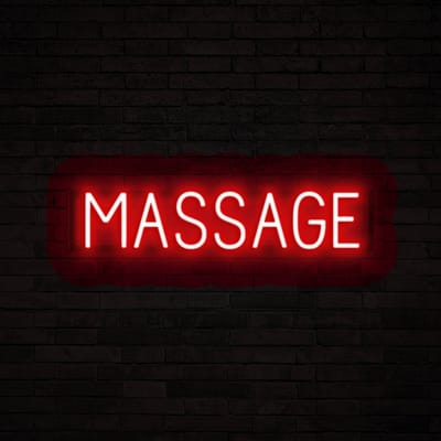 MASSAGE - Lichtreclame Neon LED bord verlicht | SpellBrite | 75,19 x 16 cm | 6 Dimstanden & 8 Lichtanimaties | Reclamebord neon verlichting