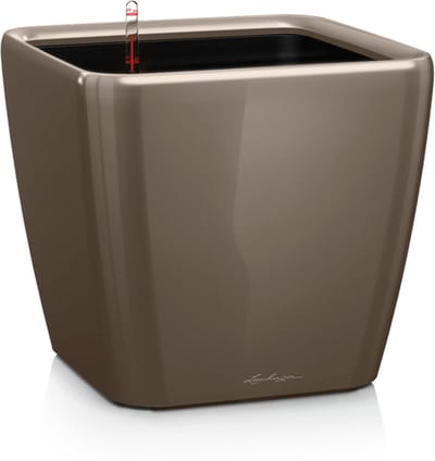 LECHUZA QUADRO Premium LS 21 - Plantenbak - met uitneembare binnenbak - met bewateringssysteem - ALL-IN-ONE set met LECHUZA-PON - taupe hoogglans