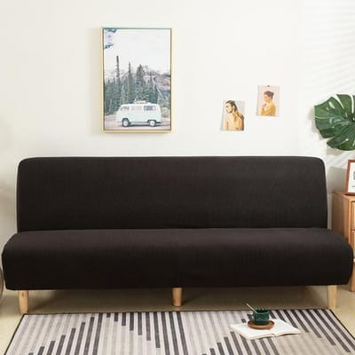 Solide Jacquard Opvouwbare Slaapbankhoes Voor Woonkamer Armloze Bankhoezen Elastisch Spandex Materiaal Zachte Hoezen M (length 160-180cm)